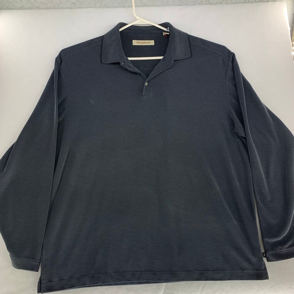 Tommy Bahama Long Sleeve Polo Shirt XL Charcoal Grey
